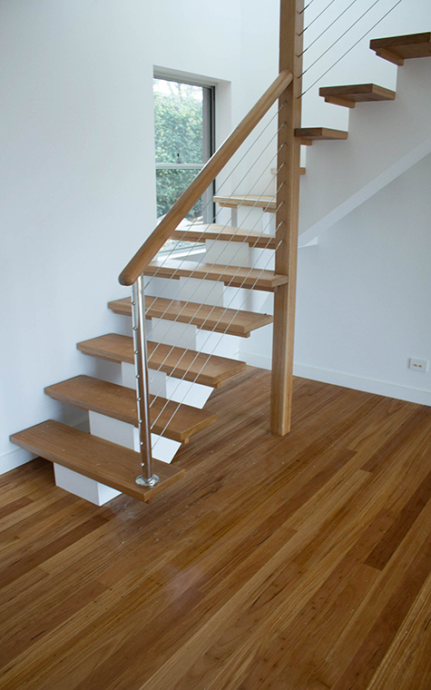 Timber stair treads with anti slip coating